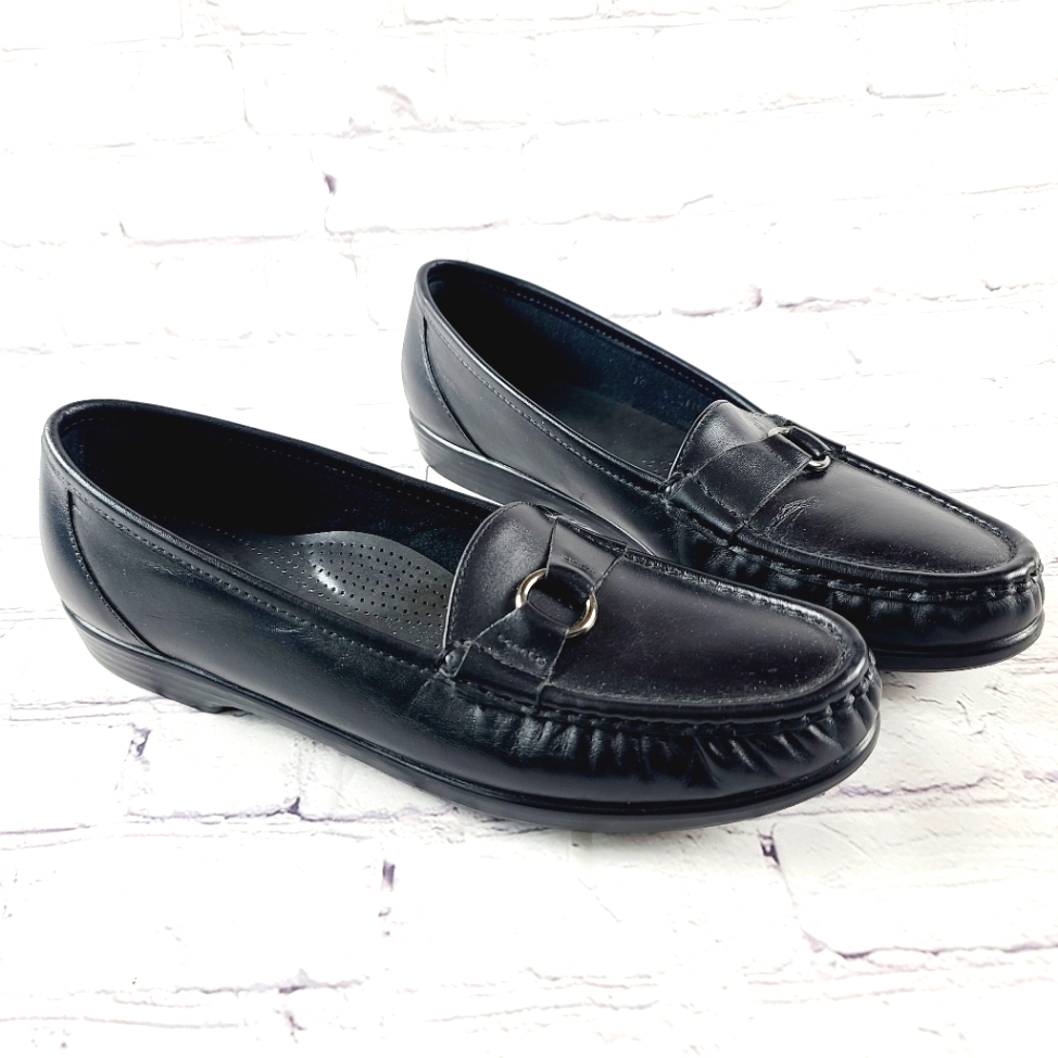 Sas Women's Size 8n Jewel Tripad Leather Moc Loafer Shoes Black